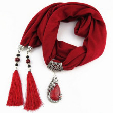 Fashion Women's Elegant Charm Tassels Rhinestone Decorated Jewelry Pendant Necklace Scarf with Various Colors